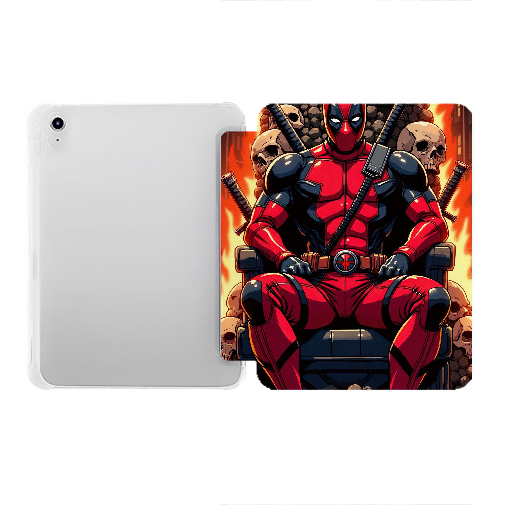 （画像用） Deadpool デッドプール IPad ケース ペン収納付き 三つ折りスタンド PUレザー×シリコン 対応機種9.5/10.5/10.9インチ